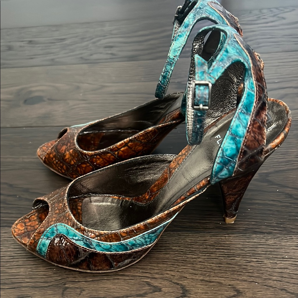 Lux Brown And Teal Women's Sandals